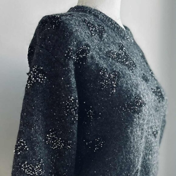 Brunello Cucinelli Heather Charcoal Mohair Wool Blend Sweater w/ Sequins – EU M - Picture 2 of 13